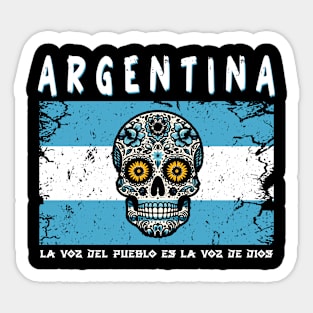 Sugar Skull Buenos Aires Argentina Flag Sticker